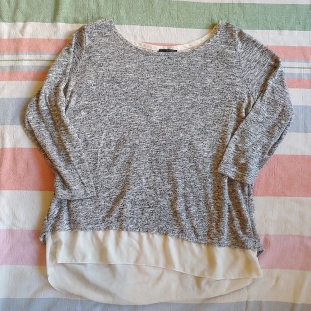 The Limited Marled Gray Split-Back Knit Sweater - image 2